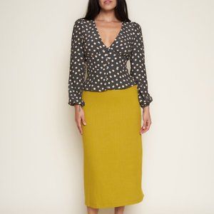 Whimsy + Row Finn ribbed skirt in chartreuse rib. Size L.